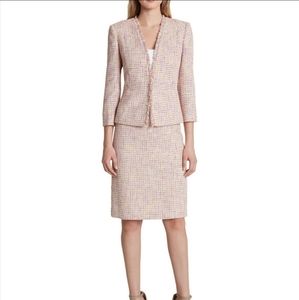 NWT❣TAHARI 2PC❣PINK TWEED FRINGE SUIT (2)